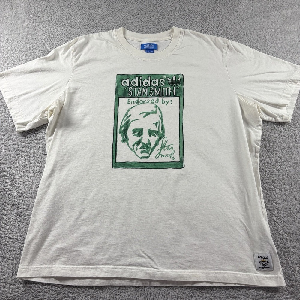 Adidas Originals Stan Smith Shirt White Green Mens 2x XXL Streetwear Graphic